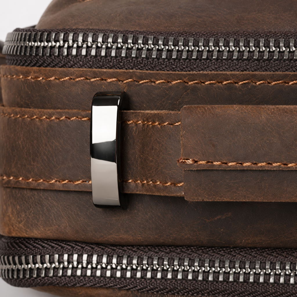 Leather Crossbody Bag with Vintage Design detail