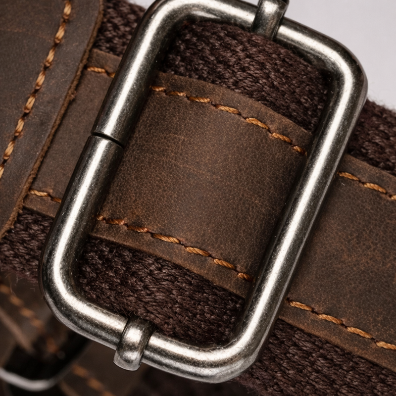 Leather Crossbody Bag with Vintage Design detail