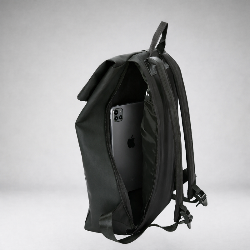 Roll Top Backpack with Geometric Design detail