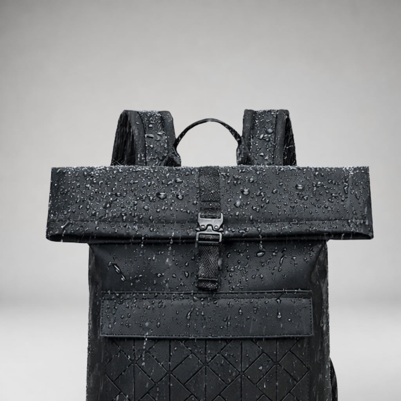 Roll Top Backpack with Geometric Design detail