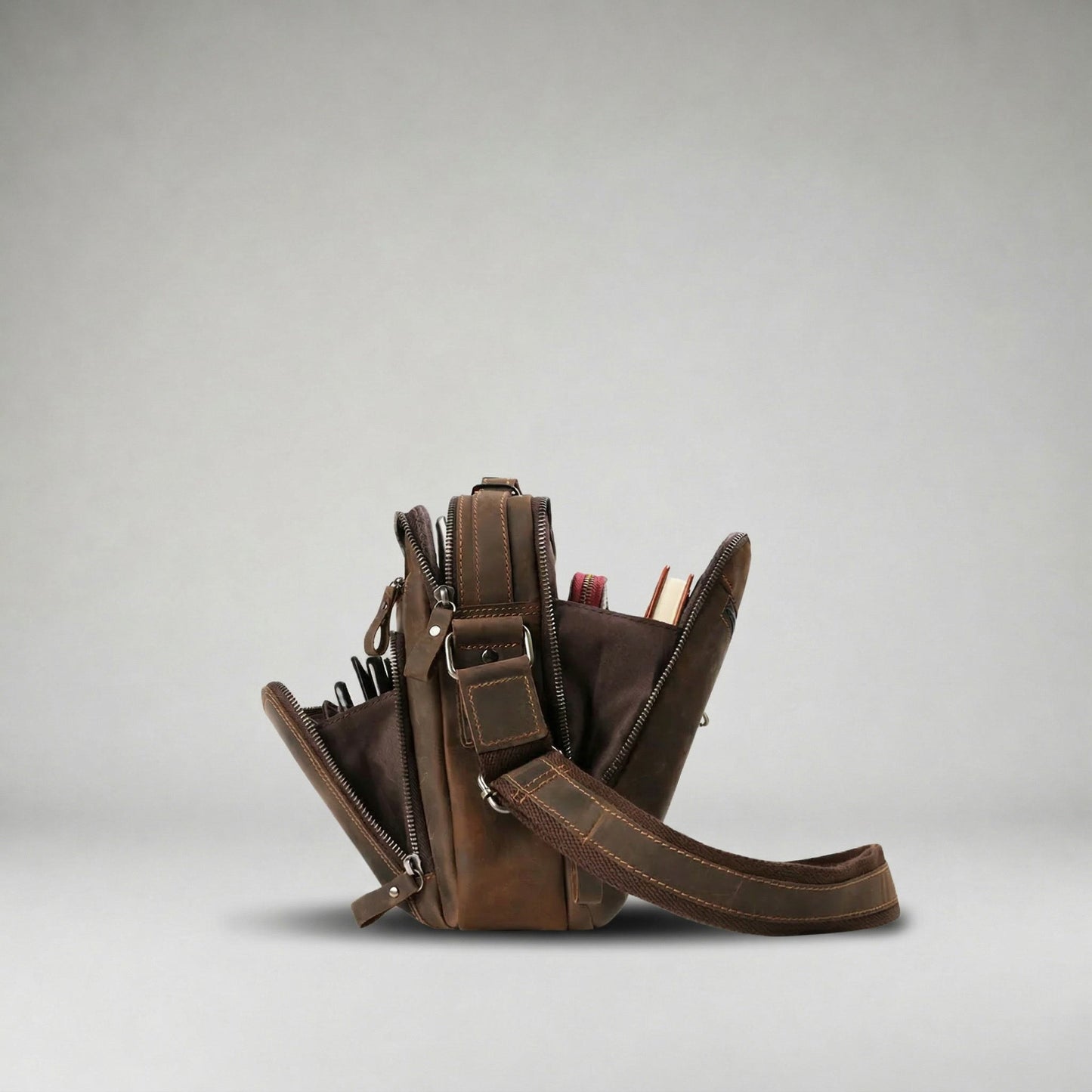 Buy Leather Crossbody Bag with Vintage Design from JOURNi