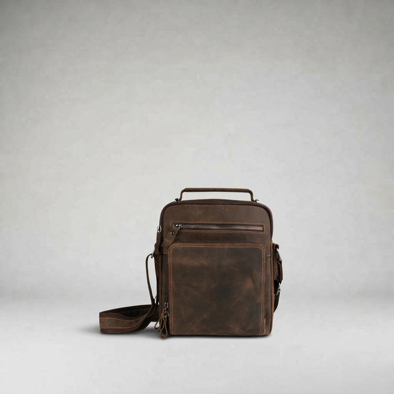 Leather Crossbody Bag with Vintage Design