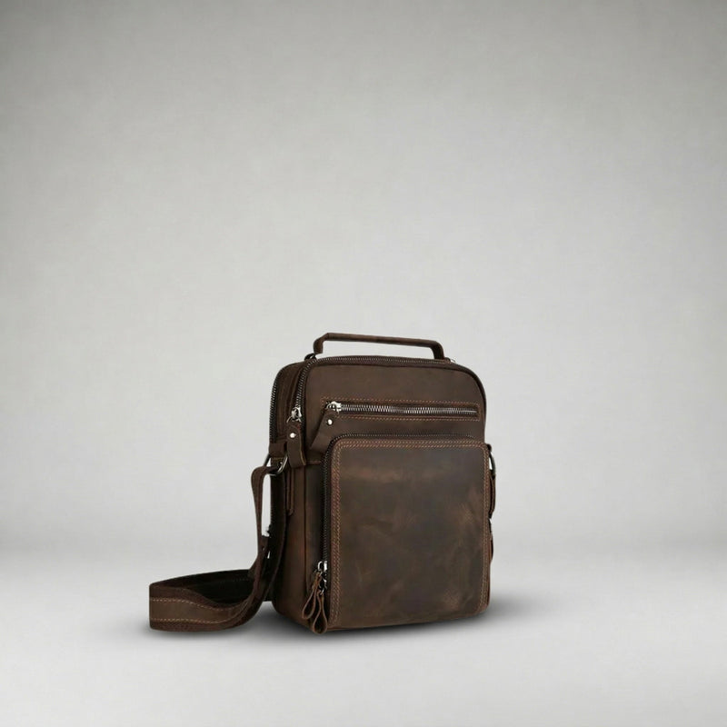 Leather Crossbody Bag with Vintage Design